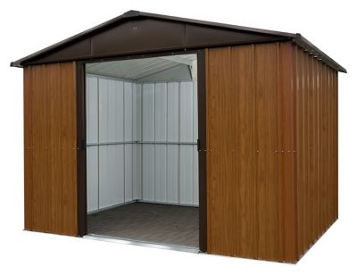 Abri de jardin Yardmaster WGY en métal coloris marron et imitation bois ép.0,3 mm surface extérieure 12 m²