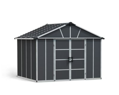 Abri de jardin Yukon polycarbonate gris foncé surface totale 9m² avec plancher