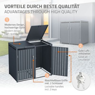 Abri de poubelle double cache-poubelle boîte de rangement jardin extérieur 240 L