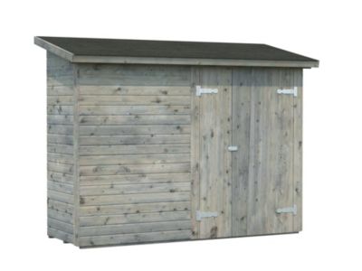 Abri de rangement mural en bois Leif - PALMAKO - 2,8 m² - 234x95 cm - Bois traité gris