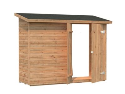 Abri de rangement mural en bois Leif - PALMAKO - 2,8 m² - 234x95 cm - Bois traité marron