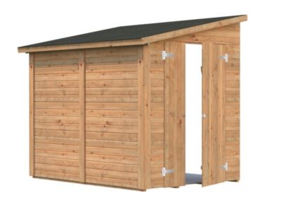 Abri de rangement mural en bois Mia - PALMAKO - 4,3 m² - 222x165 cm - Bois traité marron