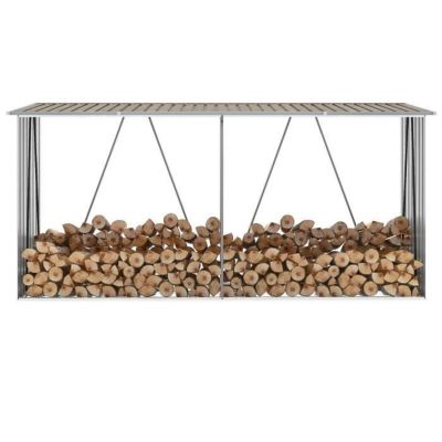 Abri de stockage de bois - VIDAXL - 330x84x152 cm - Acier galvanisé - Marron