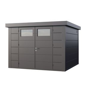 Abri en acier de 8,9m² Anthracite - Option kit éléctrique + parois intérieures - Classico 3030 TELLURIA