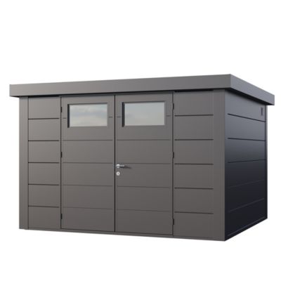 Abri en acier de 9,8m² Anthracite - Option kit éléctrique + parois intérieures - Classico 3330 TELLURIA