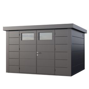 Abri en acier de 9,8m² Anthracite - Option kit éléctrique + parois intérieures - Classico 3330 TELLURIA