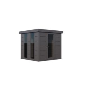 Abri Métal 5,7 m² cm anthracite porte simple vitrée et 2 fenêtres - TELLURIA LUMINATO 2424