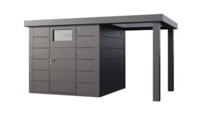 Abri métal Classico 5,7 m² toit plat anthracite auvent small 4 m² - TELLURIA