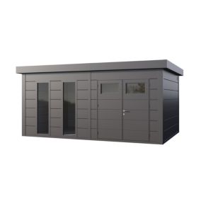 Abri métal Classico 5436+ de 19,3 m² anthracite avec 2 fenêtres en façade - TELLURIA