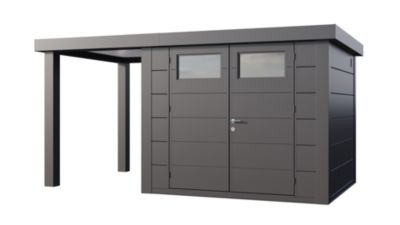 Abri métal Classico 6,4 m² anthracite auvent 4 m² small ouvert à gauche - TELLURIA