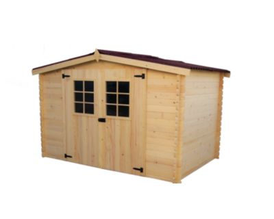 Abri madriers massifs 4.59 m² bois naturel Habrita AL3019.02N