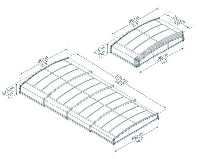 Abri piscine Majorca Canopia 8x4m Aluminium et polycarbonate
