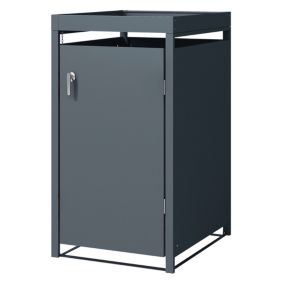 Abri pour 1 poubelle 240L en acier anthracite 68x80x124 cm box avec jardinière