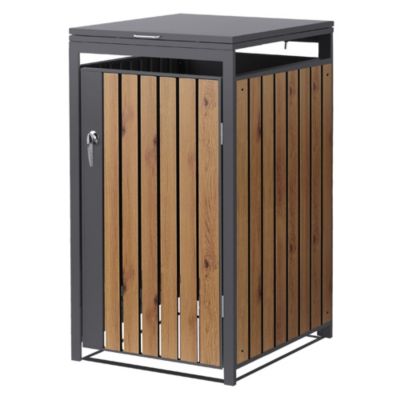Abri pour 1 poubelle ML-Design 68x80x120 cm 240L anthracite/aspect chêne acier couvercle et porte