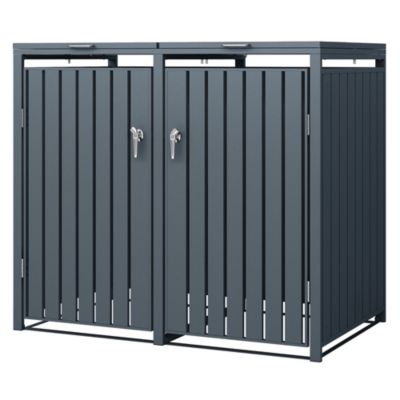 Abri pour 2 poubelles ML-Design 132x80x116,3 cm 240L anthracite acier couvercle rabattable/2 portes