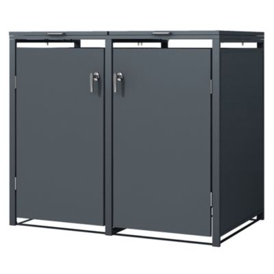 Abri pour 2 poubelles ML-Design 132x80x116,3 cm 240L anthracite acier couvercles rabattables/portes