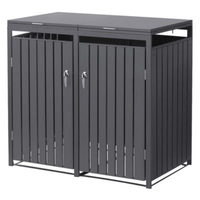 Abri pour 2 poubelles ML-Design 132x80x120 cm 240L anthracite acier couvercle rabattable/2 portes