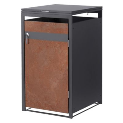 Abri pour 2 poubelles ML-Design 132x80x120 cm 240L anthracite/aspect rouillé acier couvercle/porte