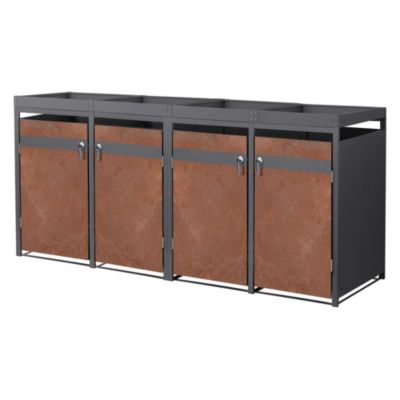 Abri pour 2 poubelles ML-Design 132x80x124 cm 240L anthracite/aspect rouillé acier couvercle/portes
