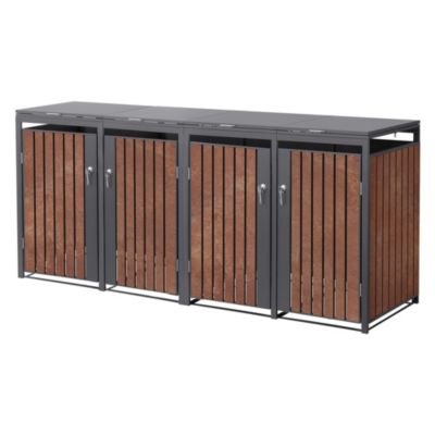 Abri pour 3 poubelles ML-Design 200x80x120 cm 240L anthracite/aspect rouillé acier couvercle/porte