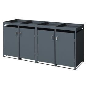 Abri pour 4 poubelles 240L acier 264x80x124 cm conteneur à jardinière