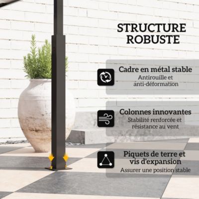 Abri pour barbecue - 2 étagères, 8 crochets, lumière LED, décapsuleur - métal noir tissu kaki