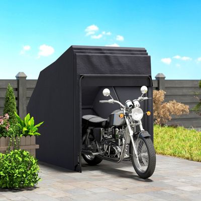 Abri pour moto pliable 345x135x191 cm en tissu Oxford noir avec cadre métal