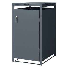 Abri pour poubelle 240L en acier anthracite 68x80x116,3 cm avec poignées 2 clés