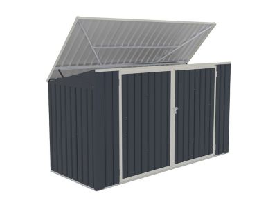 Abri pour poubelle triple en acier galvanisé gris anthracite - L237 x P101 x H131 cm - ILARIO