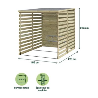 Abri Range Vélos 4 places en bois traité autoclave Klikstrom Losino