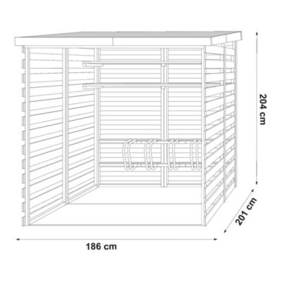 Abri Range Vélos 4 places en bois traité autoclave Klikstrom Losino