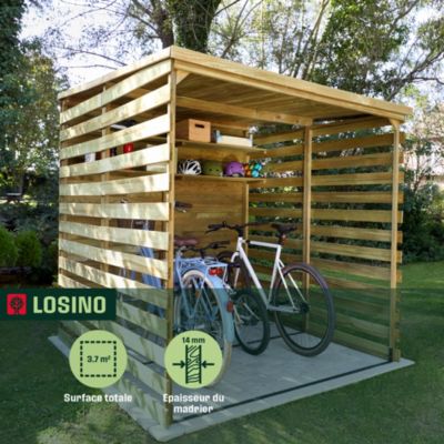 Abri Range Vélos 4 places en bois traité autoclave Klikstrom Losino