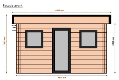 Abri / Studio de jardin Balmay en bois douglas ép.55mm surface totale 18.49 m²