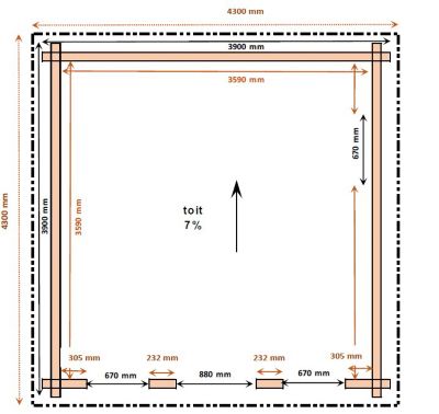 Abri / Studio de jardin Balmay en bois douglas ép.55mm surface totale 18.49 m²