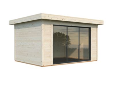 Abri / Studio de jardin Lydia en bois naturel ép.28 mm surface totale 15m²