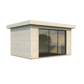 Abri / Studio de jardin Lydia en bois naturel ép.28 mm surface totale 15m²