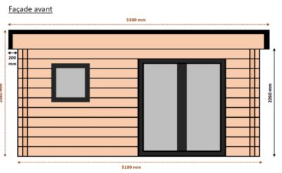 Abri / Studio de jardin Nantua en bois douglas ép.55mm surface totale 22.79 m²