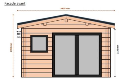 Abri / Studio de jardin Oyonnax en bois douglas ép.55mm surface totale 25.2m²