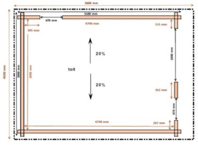 Abri / Studio de jardin Oyonnax en bois douglas ép.55mm surface totale 25.2m²