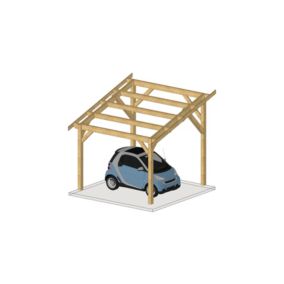 Abri Une Pente 300cmx400cm, Bois DOUGLAS Français (Carport - Auvent - Abri voiture ), surface 12m².