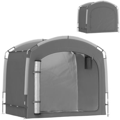 Abri vélo - tente vélo - tente de rangement extérieur - dim. 205 x 140 x 188 cm - fibre de verre oxford gris