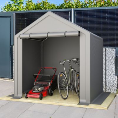 Abri vélos en acier galvanisé gris foncé avec porte enroulable