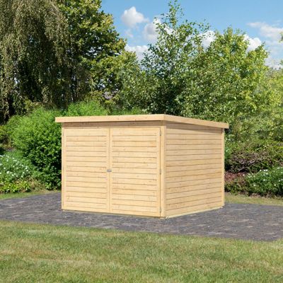 Abri à vélos Karibu en épicéa nordique massif brut 19mm 4,6m² pour 4 vélos avec embase