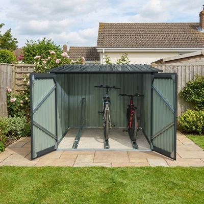 Abri à vélos métal anthracite 3,32m² avec portes et kit d'ancrage X-METAL
