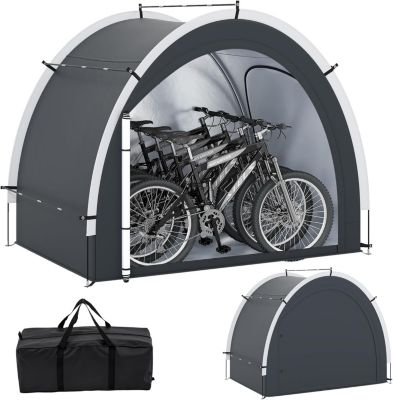 Abri Velo, Abri de Jardin Extérieure pour 4-5 Vélos, Motos, Outils, Cabane Rangement pour Jardin, Garage, 218 x 153 x 182 CM