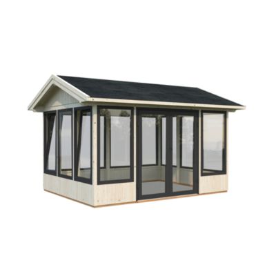 Abri / Veranda de jardin Palmako Isabella en bois naturel et vitres en aluminium 18,1m²