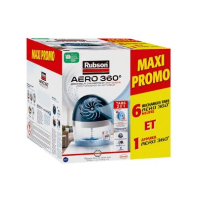 Absorbeur d'humidité aéro 360° 20m²+ 6 recharges Rubson
