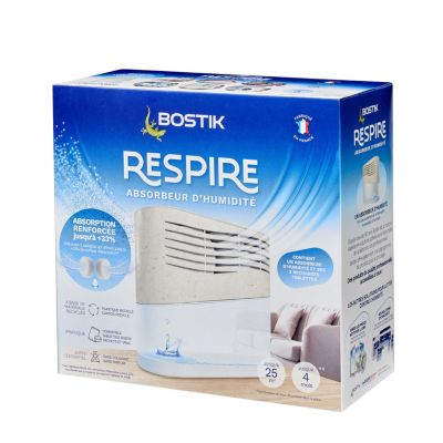 Absorbeur d'humidité avec 2 tablettes de 250 g Bostik Respire pour surface de 25 m²