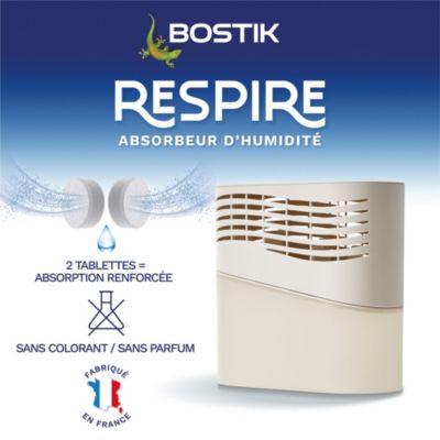 Absorbeur d'humidité avec 4 tablettes de 250 g Bostik Respire pour surface de 25 m²