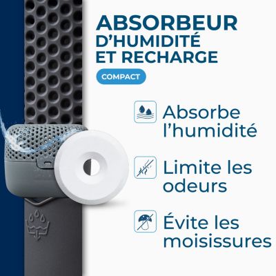 Absorbeur d'humidité compact 15m² gris + 1 tablette 500g Starwax